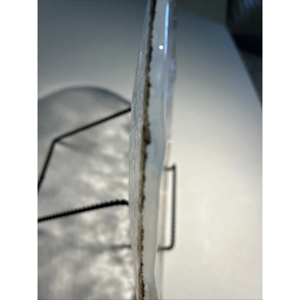 Glacier IVV Italian 10K Gold Trimmed 14 Inch‎ Serving Platter Textured Art Glass